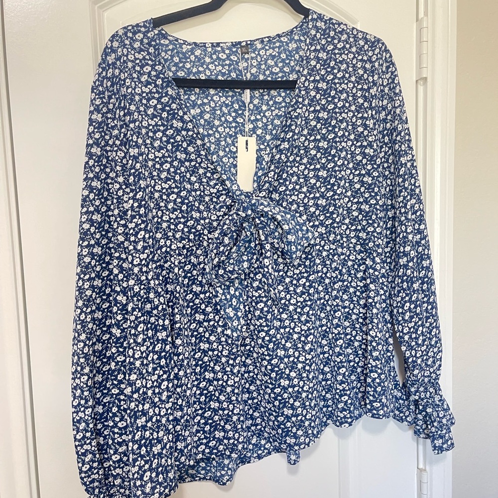 Floral Blue Blouse